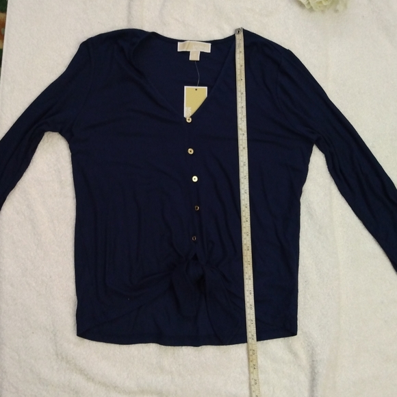 NWT Navy Blue MK Michael Kors Long Sleeve Top Medium - Picture 10 of 14